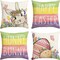 Set of 4 Happy Easter "Hunny Bunny" Throw Pillow Covers – 18" x 18" Colorful Striped Cushion Cases for Sofa & Couch